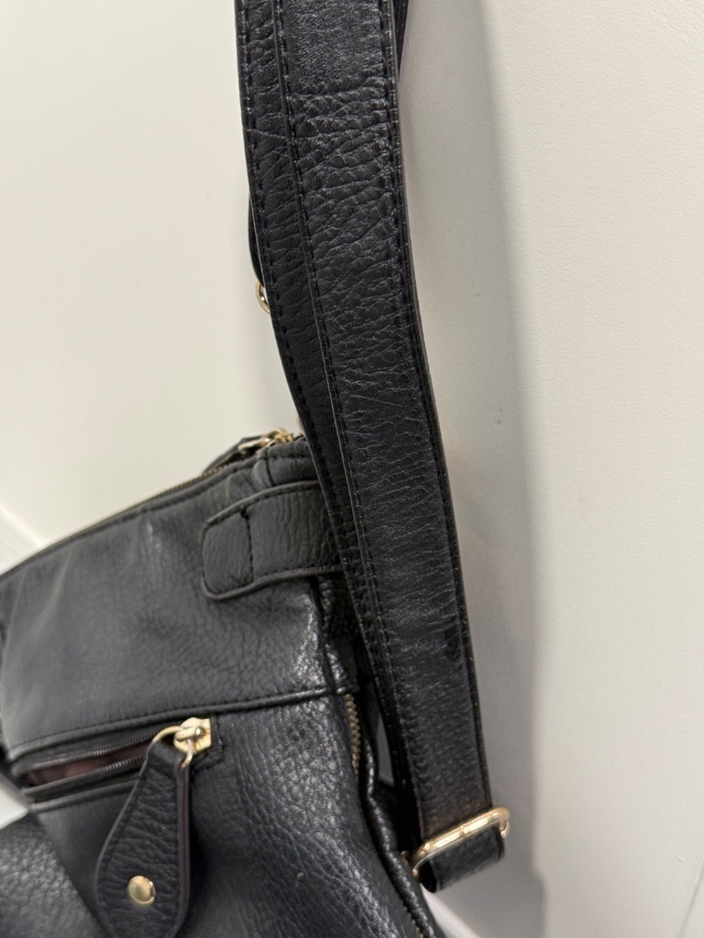 Tory Burch Black Pebbled Leather Crossbody Gold Logo - Picture 13 of 13